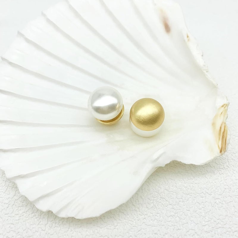 Surrounded Forest Store Double Ball Jacket Earrings for Women Front Back 2 in 1 Stud Earrings Pearl Ball Earrings - Image 5